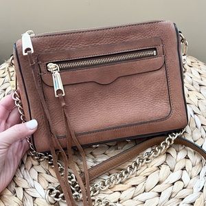 Rebecca Minkoff Tan Crossbody Bag with Gold Accents